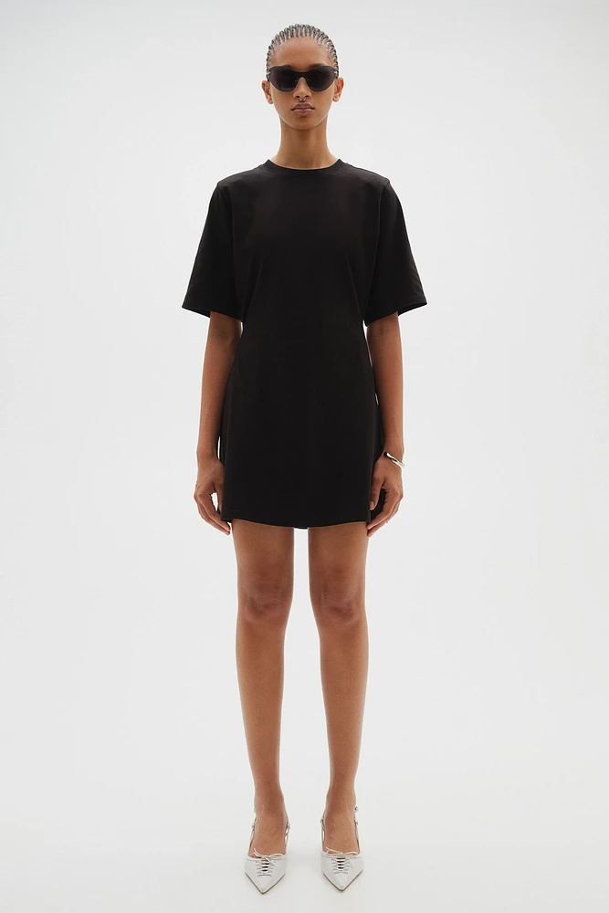 Shoulder-pad T-shirt Dress