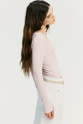 Lace-Trimmed Ribbed Top