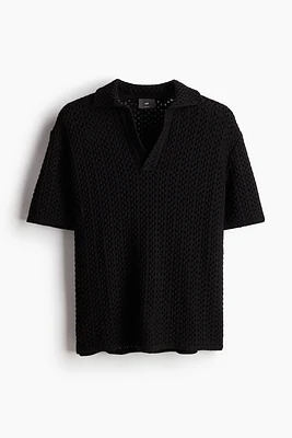 Loose Fit Pointelle-knit Polo Shirt