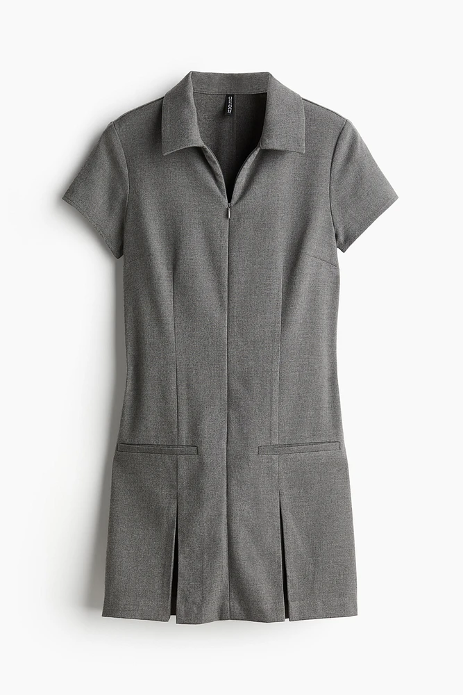 Zip-Front Dress with Collar