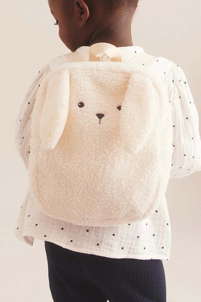 Appliquéd Teddy Fleece Backpack