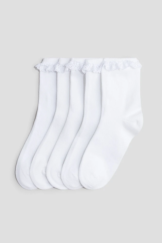 Lot de 5 paires chaussettes scolaires à volants