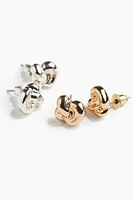 2 Pairs Knot-Look Earrings
