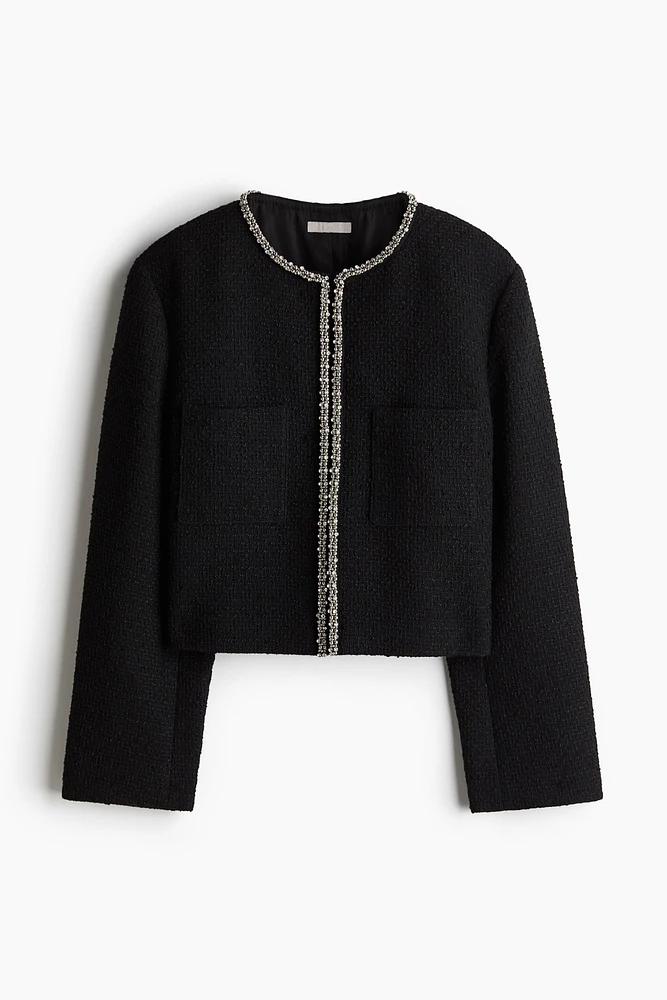 Rhinestone-Embellished Bouclé Jacket