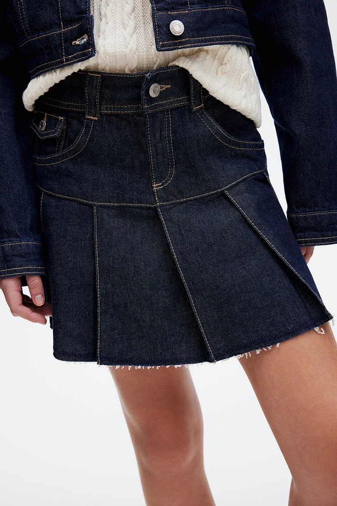 Pleated Denim Skirt