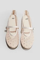 Embellished Mesh Ballet Flats