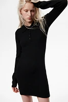 Fine-knit polo dress