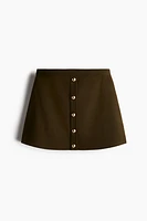 Button-Front Fine-Knit Skirt