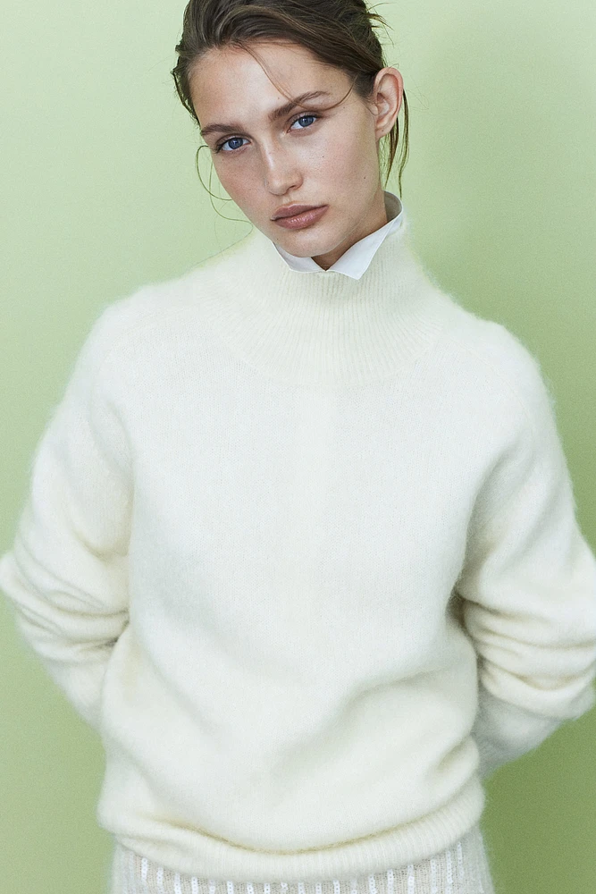 Mohair-Blend Mock Turtleneck Sweater