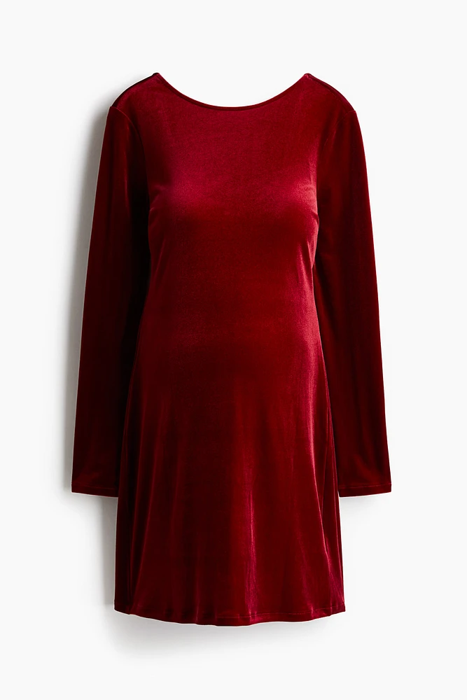MAMA Velour Dress with Low-Cut Back