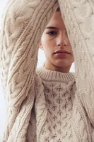 Wool-Blend Cable-Knit Sweater