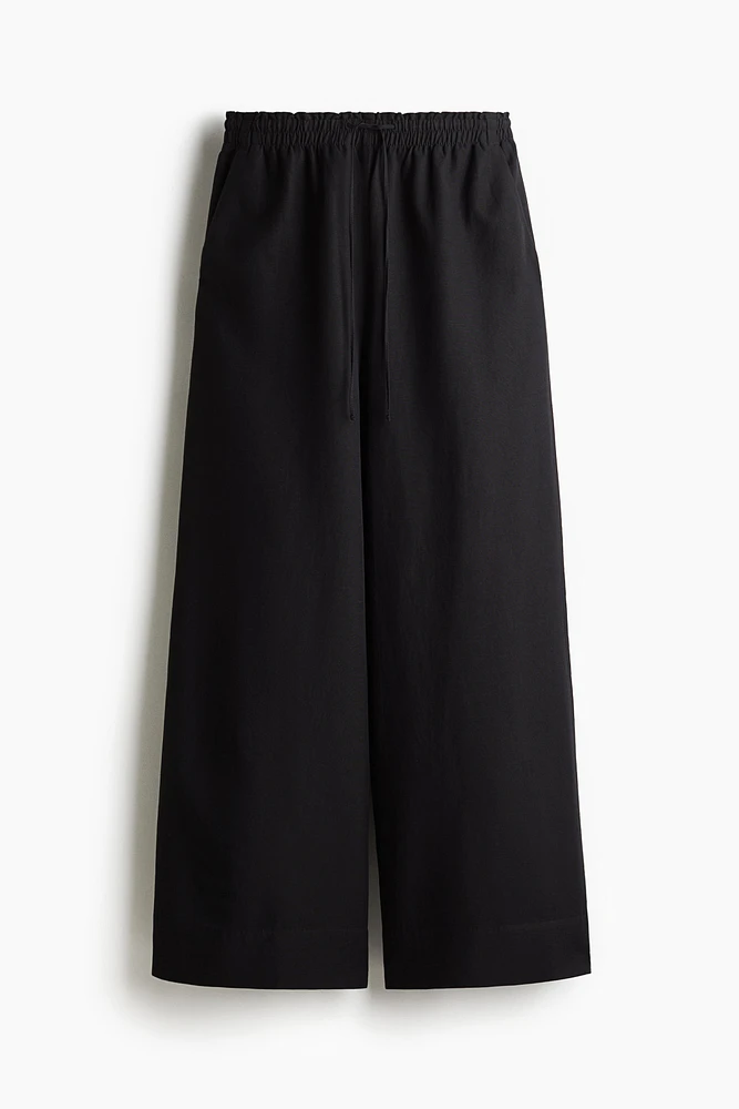 Wide-Leg Linen-Blend Pants