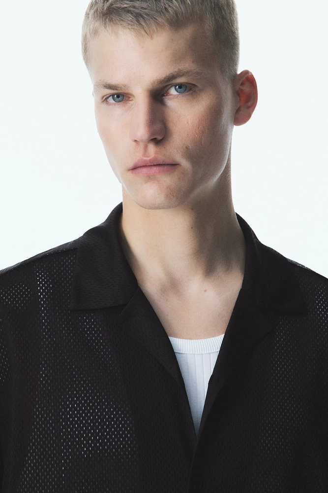 Loose-Fit Mesh Resort Shirt