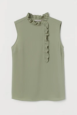 Sleeveless Ruffled Blouse