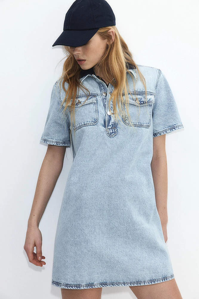 Short-Sleeved Denim Dress