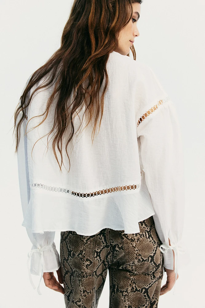 Oversized Blouse with Lace Inset