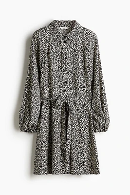 Balloon-sleeved Shirt Dress