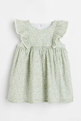 Flounce-trimmed Cotton Dress