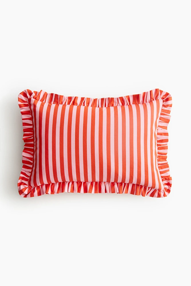 Ruffle-Trimmed Cotton Cushion Cover