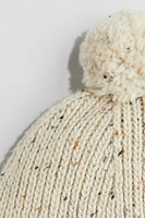 Rib-Knit Pompom Beanie