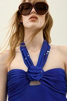 Rhinestone-Detail Halterneck Top