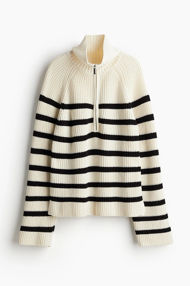 Rib-knit Half-zip Sweater