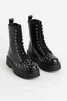 Studded Lace-up Boots