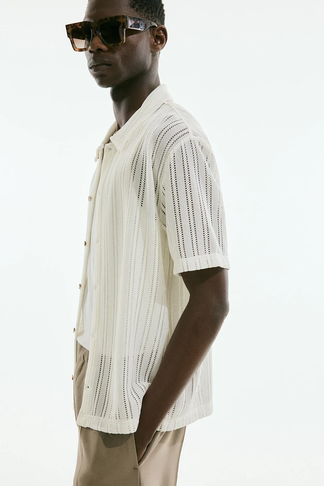Regular Fit Crochet-look shirt