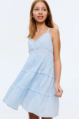 Smocked Ruffle-Trimmed Dress