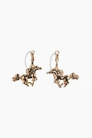 Horse-Pendant Hoop Earrings