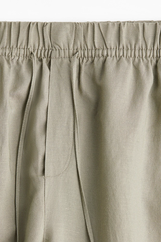 Pantalon en lin mélangé avec cordon de serrage