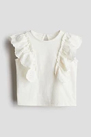 Ruffle-trimmed Cotton Top