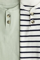 Lot de 2 T-shirts côtelés à encolure boutonnée