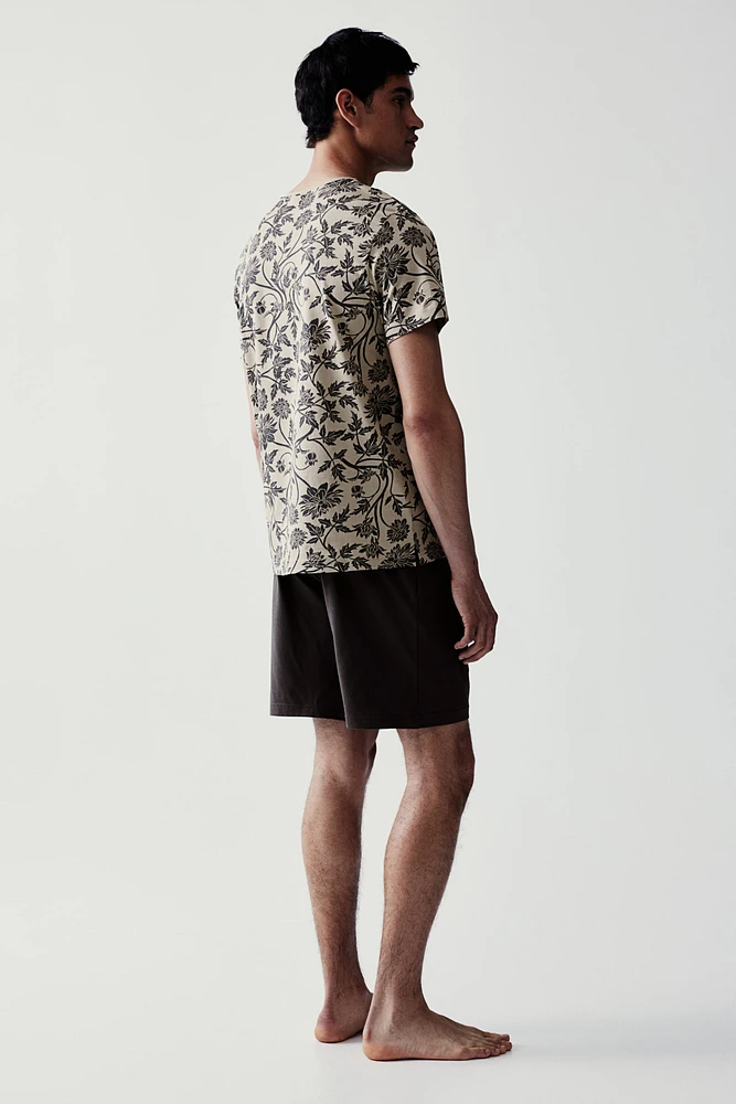 Regular Fit Pajama T-shirt and Shorts