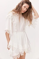 Crinkled Lace-trimmed Dress