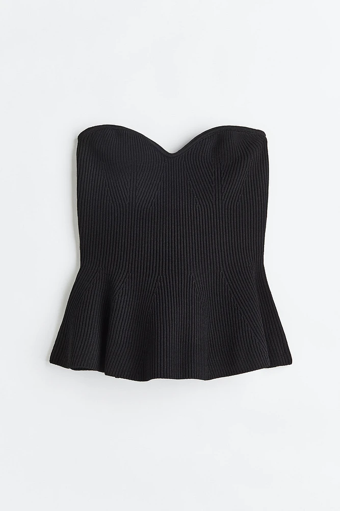 Rib-knit Peplum Top