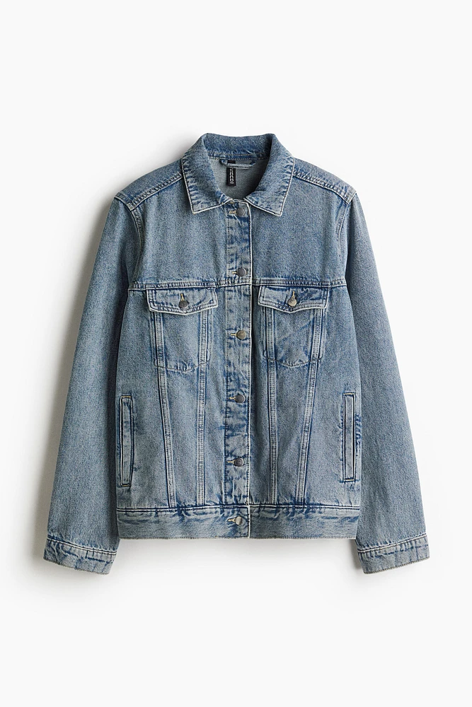 Denim Jacket with Shoulder Pads