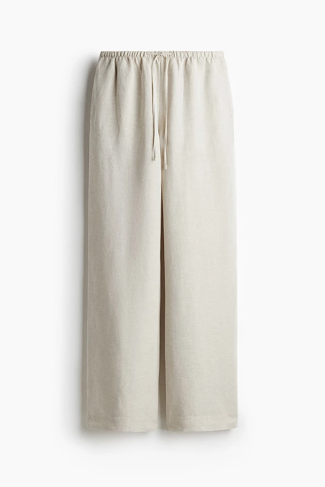 Straight linen-blend trousers