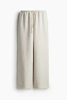 Straight linen-blend trousers