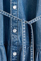 Tie-Belt Denim Dress