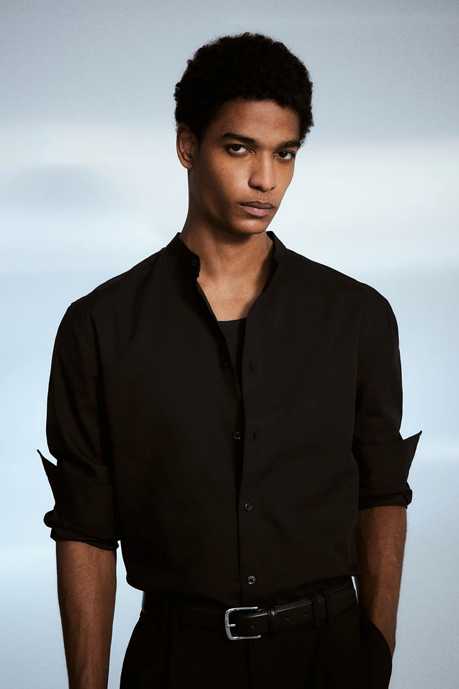 Chemise sans col coupe classique