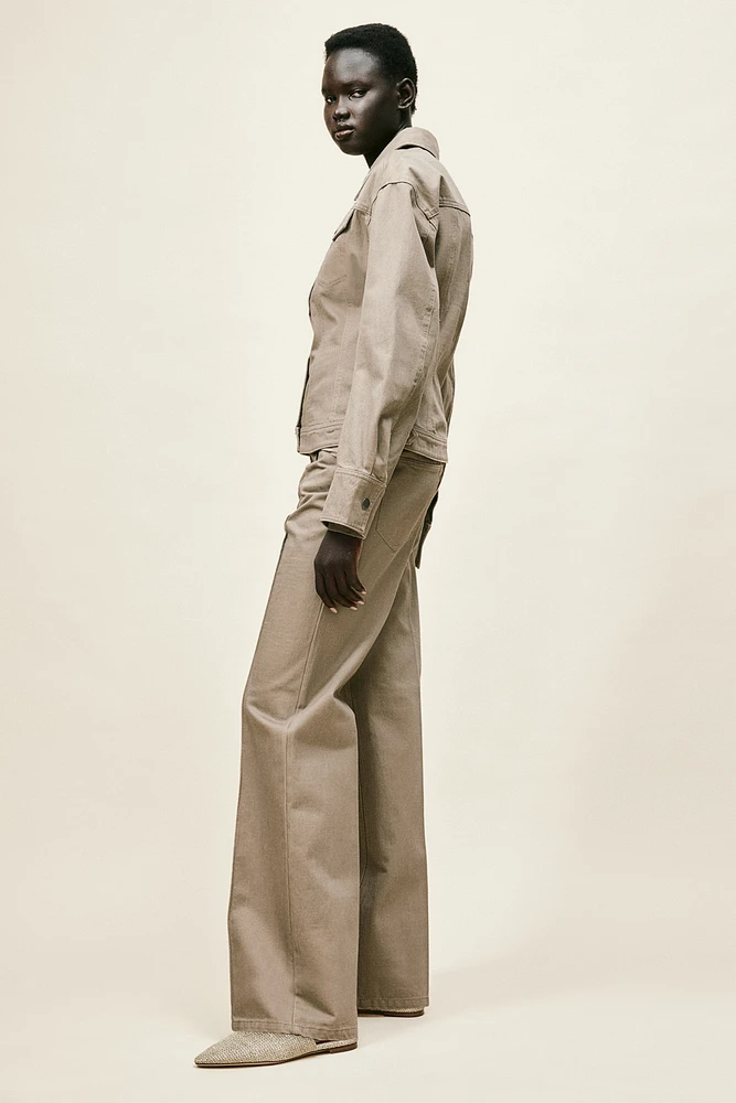 Flared Creased Twill Pants