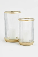 Candle Holder in Clear Fluted Glass