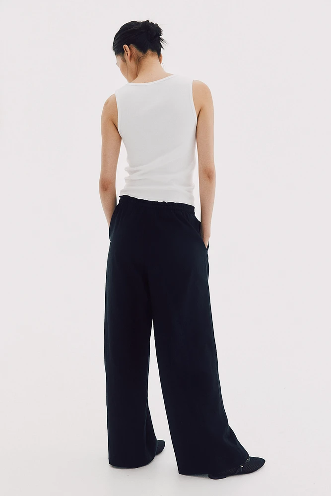 Wide-leg Linen-blend Pants