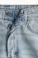 High-Waist Knee-Length Denim Shorts