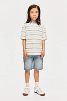 Short coupe ample en denim