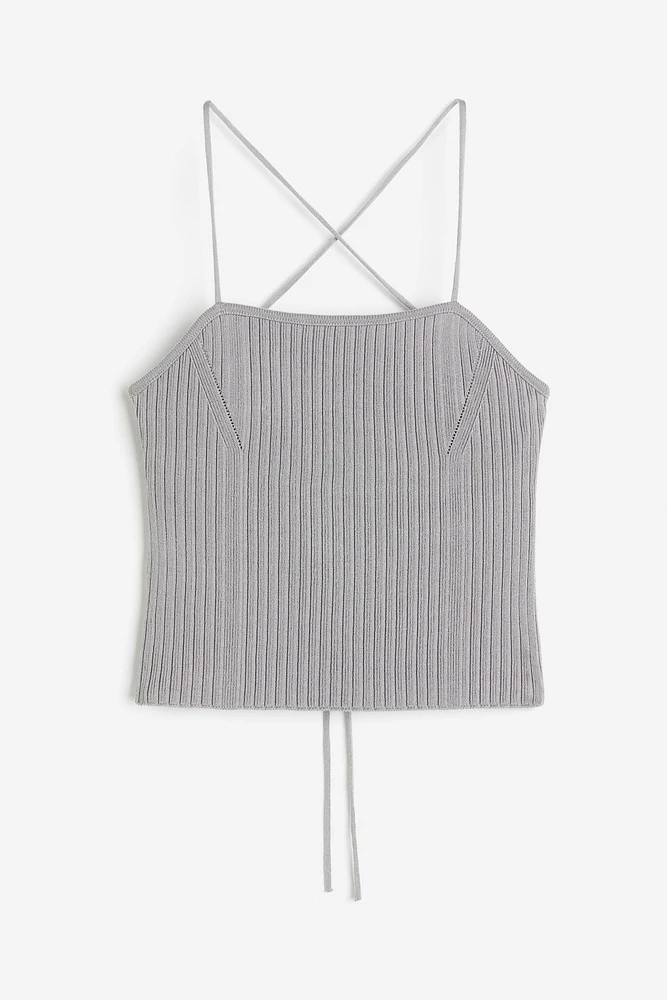 Tie-detail Rib-knit Top