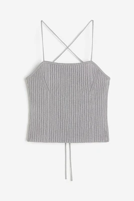 Tie-detail Rib-knit Top