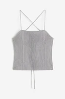 Tie-detail Rib-knit Top