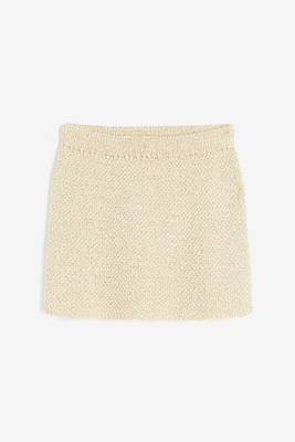 Glittery Textured-knit Skirt